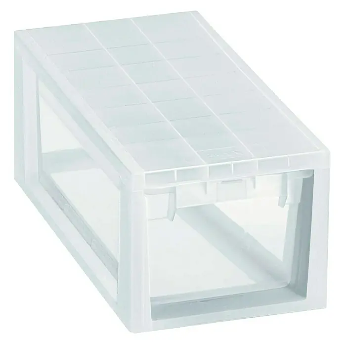 Terry Caja de almacenaje Light Drawer S - L x An x Al: 39 x 16 x 19,6 cm - Imagen de una caja de zapatos de plástico blanca. Práctica solución de almacenamiento hecha de material duradero para una colección ordenada.