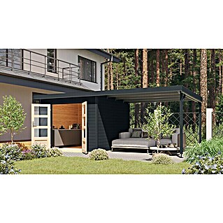 Karibu Gartenhaus Hybride Pluto C (Außenmaß inkl. Dachüberstand (B x T): 574 x 574 cm, Fichte/ Metall, Anthrazit/ Anthrazit)