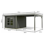 Karibu Gartenhaus Hybride Pluto B (Außenmaß inkl. Dachüberstand (B x T): 574 x 574 cm, Fichte/ Metall, Terragrau/ Staubgrau) | BAUHAUS