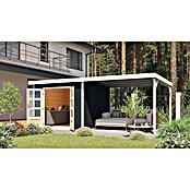 Karibu Gartenhaus Hybride Pluto C (Außenmaß inkl. Dachüberstand (B x T): 574 x 574 cm, Fichte/ Metall, Anthrazit/ Weiß) | BAUHAUS