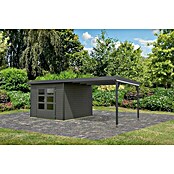 Karibu Gartenhaus Hybride Pluto B (Außenmaß inkl. Dachüberstand (B x T): 574 x 574 cm, Fichte/ Metall, Terragrau/ Anthrazit) | BAUHAUS