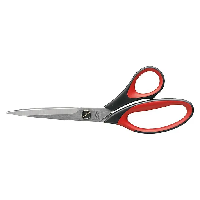Wisent Tijera universal multiusos - Largo: 200 mm, Longitud de corte: 80 mm, Acero - Tijeras de tela afiladas con mangos rojos y negros para cortes precisos. Ideal para proyectos de confección y tela.