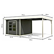 Karibu Gartenhaus Hybride Pluto B (Außenmaß inkl. Dachüberstand (B x T): 574 x 574 cm, Fichte/ Metall, Terragrau/ Weiß) | BAUHAUS