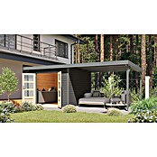 Karibu Gartenhaus Hybride Pluto B (Außenmaß inkl. Dachüberstand (B x T): 574 x 574 cm, Fichte/ Metall, Terragrau/ Staubgrau) | BAUHAUS