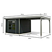 Karibu Gartenhaus Hybride Pluto C (Außenmaß inkl. Dachüberstand (B x T): 574 x 574 cm, Fichte/ Metall, Anthrazit/ Staubgrau) | BAUHAUS