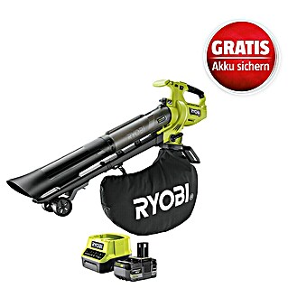 Ryobi ONE+ Akku-Laubsauger & Laubbläser RY18BVXA-150 (18 V, 1 Akku, 5 Ah, Blasgeschwindigkeit: 252 km/h)