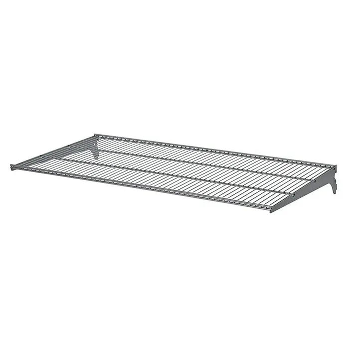 Dolle Walk In Balda de alambre - L x An: 40,6 x 80 cm, Gris, 2 ud. - Esta imagen muestra una estantería metálica de alambre, ideal para almacenamiento o exhibición, con una construcción duradera y un diseño elegante.