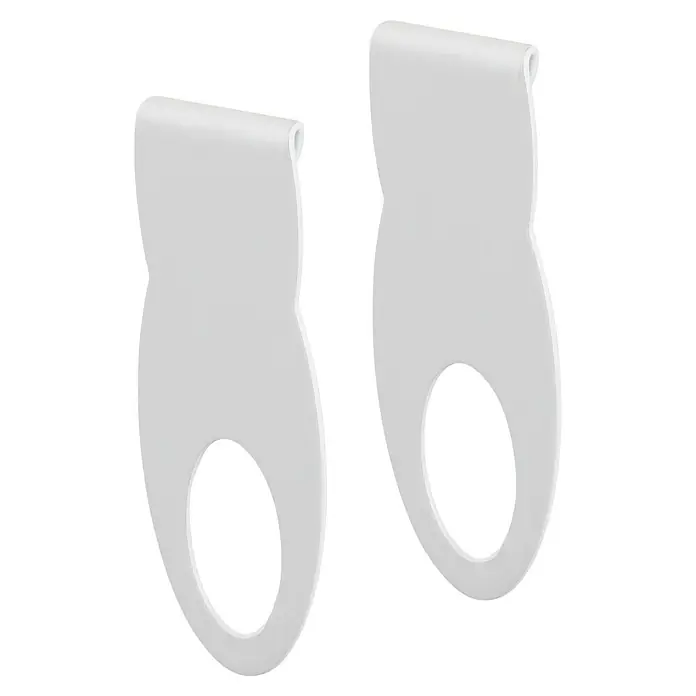 Dolle Walk In Gancho multiusos - L x An x Al: 1,3 x 8,5 x 14,6 cm, Acero, Blanco - Dos ganchos adhesivos blancos con un agujero para colgar, ideales para cocina o baño, que ofrecen una solución de almacenamiento práctica.