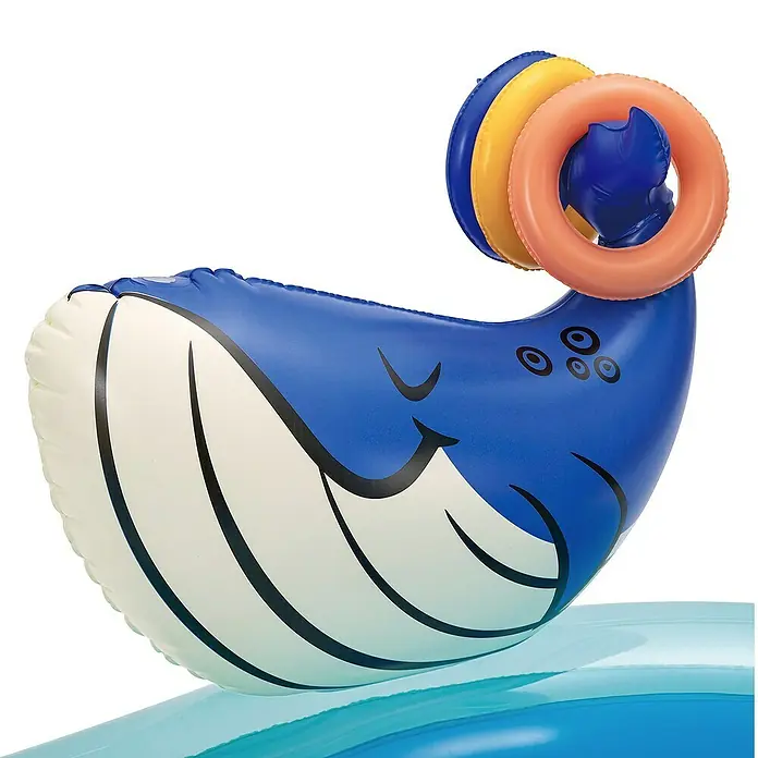 Funsicle Planschbecken Play Center WalMehrfarbig - Aufblasbarer Wal mit Wurringen, ein farbenfrohes Wasserspielzeug für Kinder, ideal für den Pool.