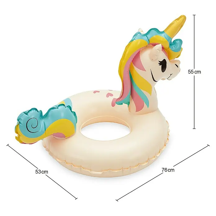 Funsicle Schwimmtier Einhorn - L x B x H: 76 x 53 x 55 cm - Einhorn-Schwimmreifen mit bunten Details und den Maßen 55 cm Höhe, 53 cm Breite und 76 cm Länge.