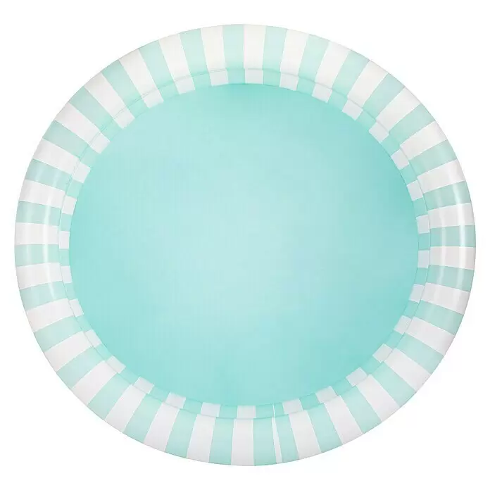 Funsicle Planschbecken Pastel Stripes - Ø x H: 168 x 45,72 cm - Rundes hellblaues aufblasbares Kinderbecken mit weiß-hellblau gestreiftem Rand.