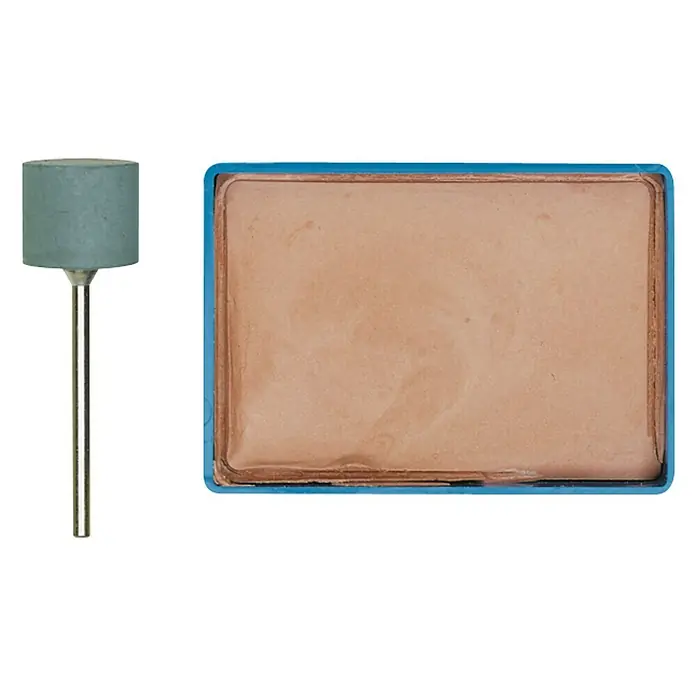 Proxxon Set de muelas para pulir N.º 28285 - Diámetro vástago: 2,35 mm, 10 ud. - Un perno de esmerilado y una lata de pasta de pulir para la limpieza y el pulido dental profesional.