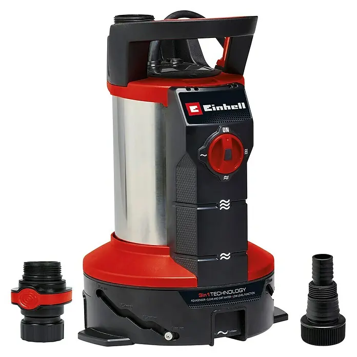 Einhell Schmutzwasserpumpe ECO GE-DP 7535 N LL - Max. Fördermenge: 18.500 l/h - Eine Einhell 3in1 Tauchpumpe mit Aquasensor für klares und schmutziges Wasser sowie eine Niedrigwasserfunktion.