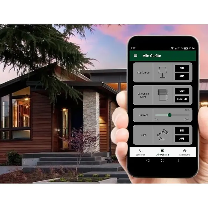 Intertechno Steuerzentrale Smart Home IT-MG - Reichweite ca.: 30 m, Ø x H: 80 x 30 mm, Mastergate App - Smartphone-App zur Steuerung von Haushaltsgeräten wie Lampen und Jalousien mit Optionen zum Ein- und Ausschalten und zur Dimmung.