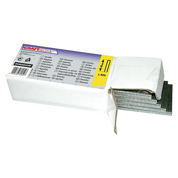 Grapa - Largo: 40 mm, 1.000 ud. - Caja de grapas Craftomat, 40 mm, 500 unidades, para diversas tareas de grapado.