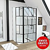 Aurlane Mampara de ducha fija Walk-In Bricks (An x Al: 90 x 195 cm, Espesor: 5 mm, Negro) | BAUHAUS