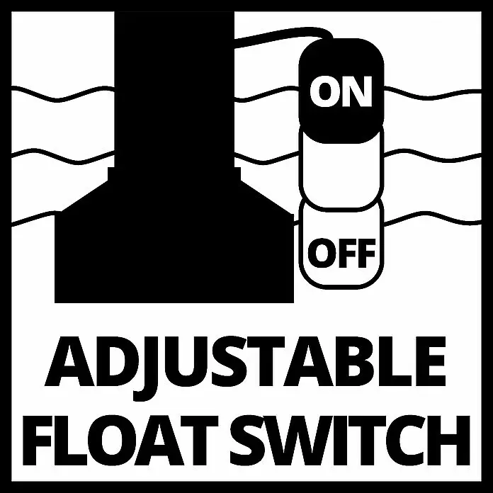 Einhell Schmutzwasserpumpe ECO GE-DP 7535 N LL - Max. Fördermenge: 18.500 l/h - Symbol für verstellbaren Schwimmerschalter, zeigt AN/AUS-Pegel im Wasser.