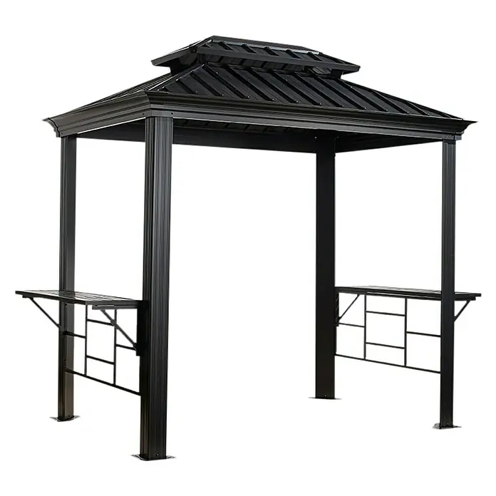 Sojag Grillpavillon Messina BBQ - B x T: 292 x 179 cm, Farbe Gestell: Anthrazit, Aluminium - Schwarzer Pavillon mit Stangen und Ablageflächen. Ideal für Gartenpartys und Grillabende im Freien.