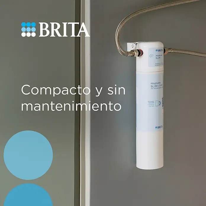 Brita Filtro de agua Mypure Slim V-MF - Apto para: Fregaderos, Capacidad volumétrica: 8.000 l - Filtro de agua BRITA MyPure Slim, diseño compacto para una fácil instalación y un funcionamiento sin mantenimiento.