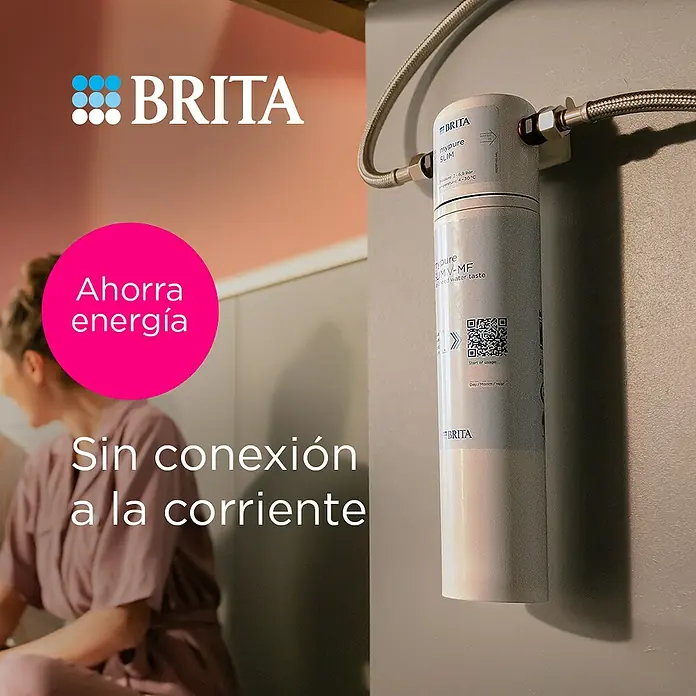 Brita Filtro de agua Mypure Slim V-MF - Apto para: Fregaderos, Capacidad volumétrica: 8.000 l - Imagen del filtro de agua BRITA MyPure Slim, que garantiza agua limpia y de gran sabor con una instalación sencilla.