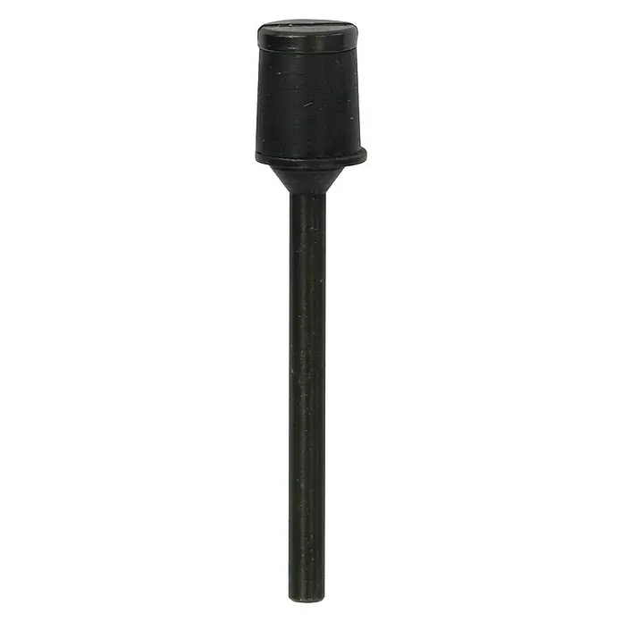 Proxxon Cilindro para pulir N.º 28980 - 10 mm, Grano: 150, 10 ud. - Una toma detallada de un mandril de muela abrasiva negro para taladros, ideal para el mecanizado preciso de piezas en el taller.
