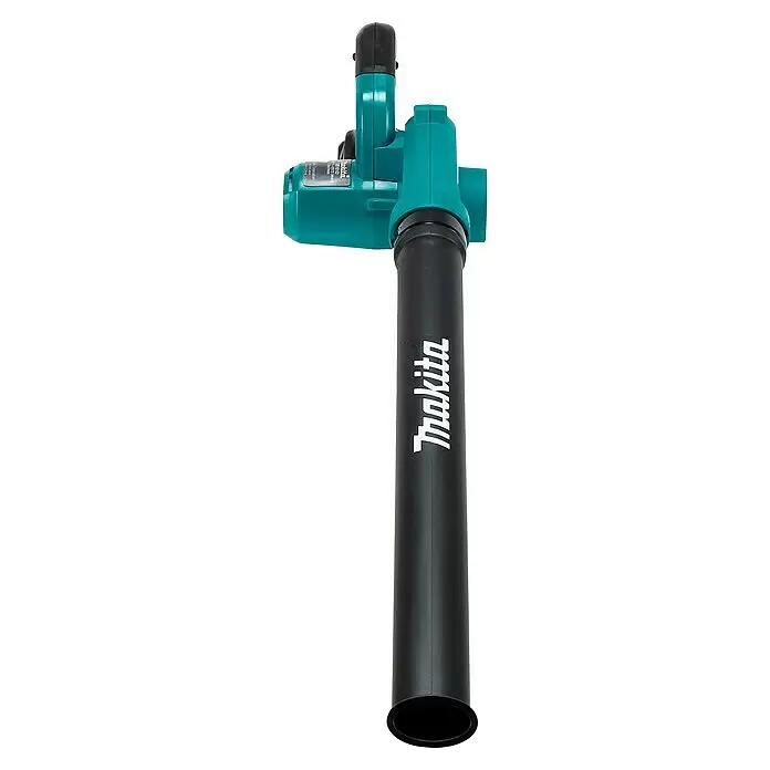 Makita CXT 12V max. Akku-Gebläse UB101DZ - Ohne Akku, Blasgeschwindigkeit: 56 m/s - Türkiser und schwarzer Makita Laubbläser mit langem Rohr.
