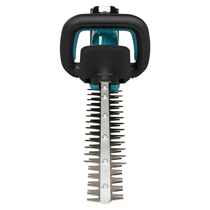 Makita LXT 18V Akku-Heckenschere DUH506Z - 18 V, Li-Ionen, Ohne Akku, Schnittlänge: 50 cm - Nahaufnahme einer Heckenschere mit scharfen Klingen und einem ergonomischen Griff für präzise Gartenarbeit.