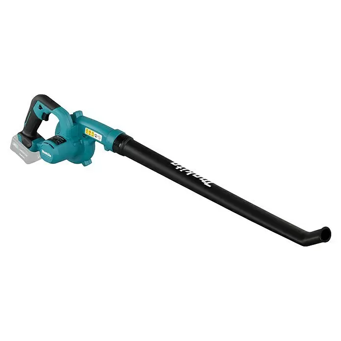Makita CXT 12V max. Akku-Gebläse UB101DZ - Ohne Akku, Blasgeschwindigkeit: 56 m/s - Makita Akku-Laubbläser in Türkis und Schwarz mit grauem Akkupack.