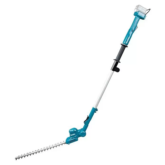Makita CXT 12V max. Teleskop-Heckenschere UN460WDZ - Li-Ionen, Anzahl Akkus: Ohne Akku, Schnittlänge: 46 cm - Türkis-weiße Makita Langstiel-Heckenschere mit silberner Klinge für hohe Hecken.