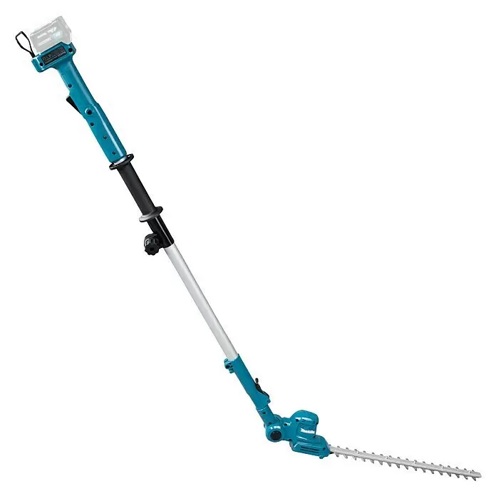 Makita CXT 12V max. Teleskop-Heckenschere UN460WDZ - Li-Ionen, Anzahl Akkus: Ohne Akku, Schnittlänge: 46 cm - Türkiser und silberner Akku-Stielheckenschneider mit schwarzem Griff und Akkupack für die Gartenpflege.