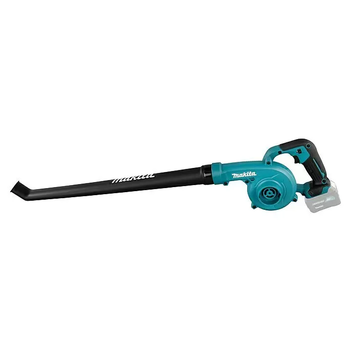 Makita CXT 12V max. Akku-Gebläse UB101DZ - Ohne Akku, Blasgeschwindigkeit: 56 m/s - Akku-Makita-Gebläse in Türkis und Schwarz mit langer Düse und Akkupack.