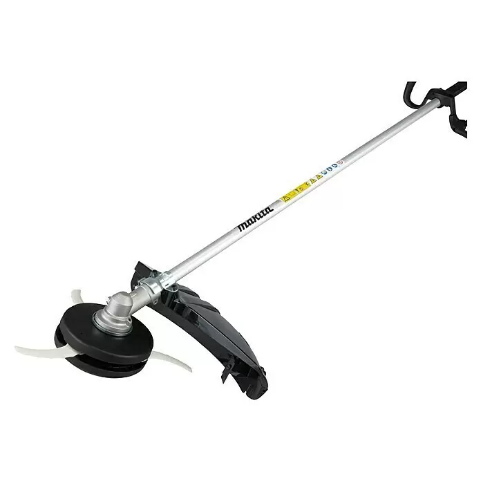 Makita Ersatzmesserkopf 199868-0 - Makita LXT 18V Akku-Freischneider DUR369AZX6 - Makita Freischneider mit silbernem Stiel, schwarzem Griff und weißen Kunststoffschneidklingen.