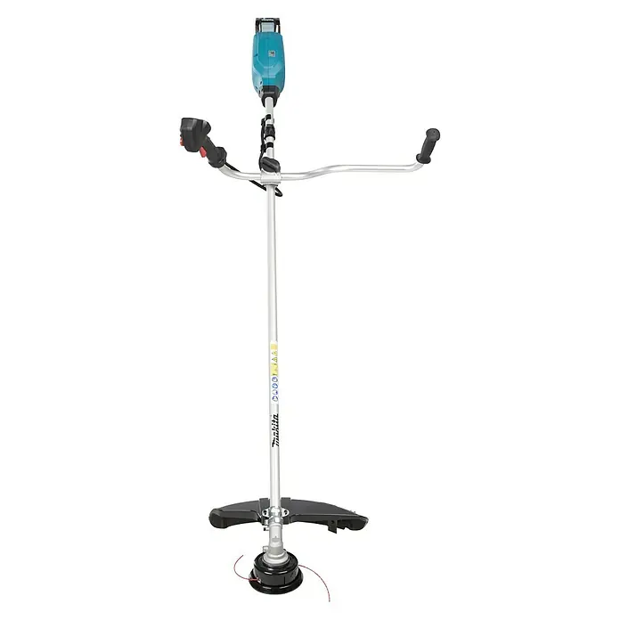 Makita XGT 40V max. Akku-Freischneider DUR013GZ04 - 40 V, Ohne Akku, Schnittbreite Messer: 255 mm - Aufsicht eines Makita Akku-Rasentrimmers, der für präzise Gartenarbeit und Rasenpflege entwickelt wurde.