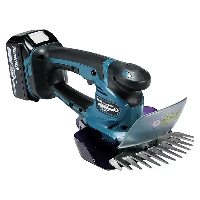 Makita LXT 18V Akku-Gras- & Strauchschere DUM604RFX1 - 18 V, Li-Ionen, 1 Akku - Makita 18V Akku-Grasschere/Strauchschneider in Schwarz-Blau, mit Metallklingen und transparentem Schutz.