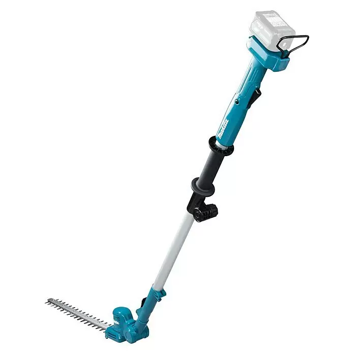 Makita CXT 12V max. Teleskop-Heckenschere UN460WDZ - Li-Ionen, Anzahl Akkus: Ohne Akku, Schnittlänge: 46 cm - Makita Akku-Stielheckenschere in Türkis und Weiß, mit langem Schaft und Akku für große Reichweite beim Trimmen.