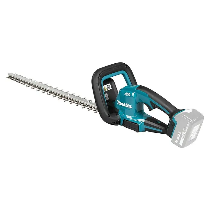Makita LXT 18V Akku-Heckenschere DUH506Z - 18 V, Li-Ionen, Ohne Akku, Schnittlänge: 50 cm - Nahaufnahme einer kabellosen Makita-Heckenschere mit scharfer Klinge und ergonomischem Griffdesign, ideal für die Gartenpflege.