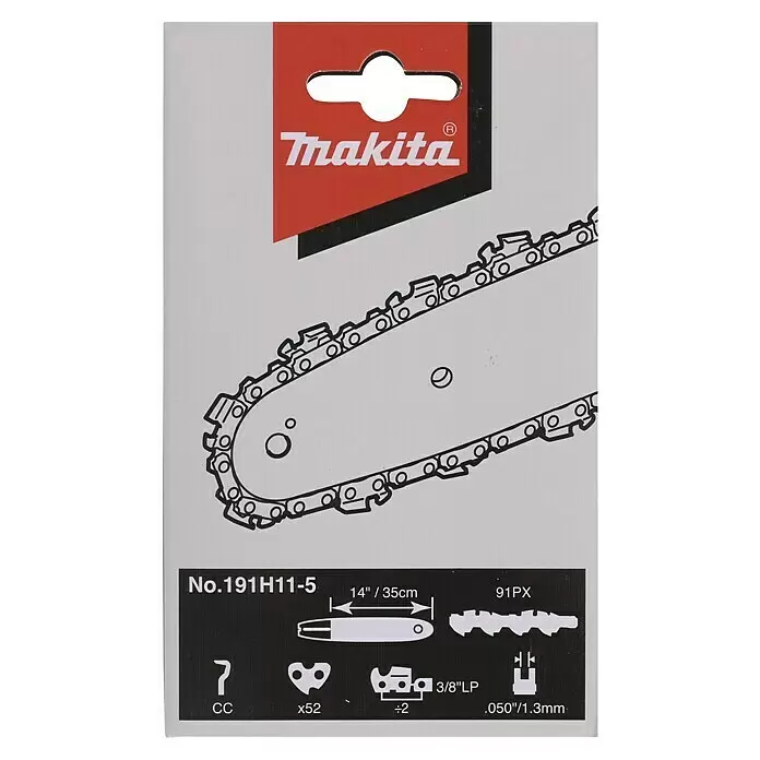 Makita Sägekette 191H11-5 - Passend für: Makita Elektro-Kettensäge UC3551A - Makita Sägekette 91PX, 14"/35cm, 3/8"LP Teilung, .050"/1.3mm Stärke, 52 Treibglieder, Modell 191H11-5.