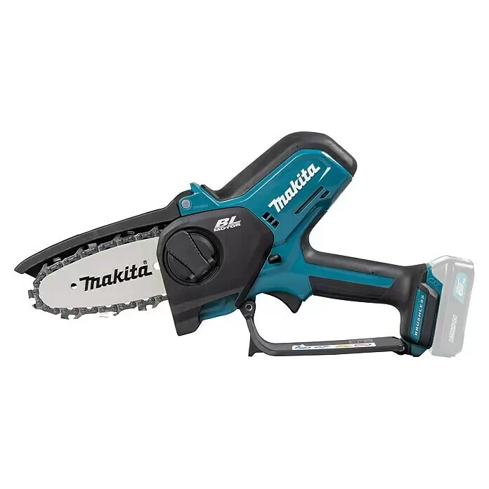 Makita CXT 12V max. Akku-Astsäge UC100DZ - Li-Ionen, Ohne Akku, Schwertlänge: 12 cm - Türkis-schwarze Makita Akku-Mini-Kettensäge mit bürstenlosem Motor und 12V Lithium-Ionen-Akku.