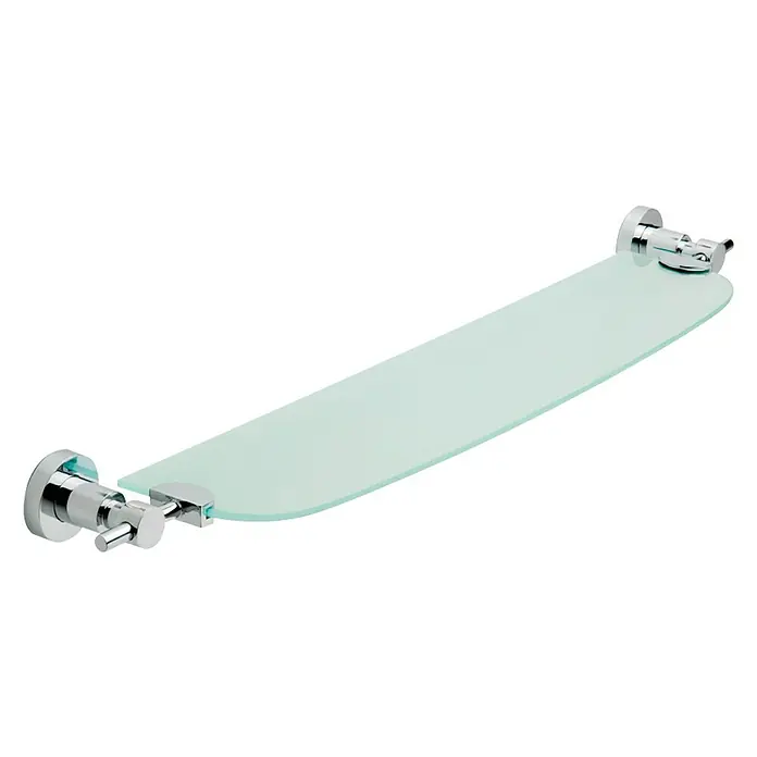 Tesa Repisa de vidrio LO200 - Ancho: 70 cm, Cromado - Una estantería de vidrio transparente y elegante con soportes cromados. Perfecta para el baño para guardar tus cosas.