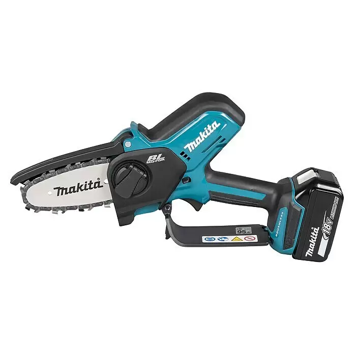 Makita LXT 18V Akku-Astsäge DUC101RF01 - 18 V, 3 Ah, 1 Akku - Makita 18V Akku-Mini-Kettensäge in Türkis und Schwarz, mit BL-Motor, scharfer Kette und Akkupack.