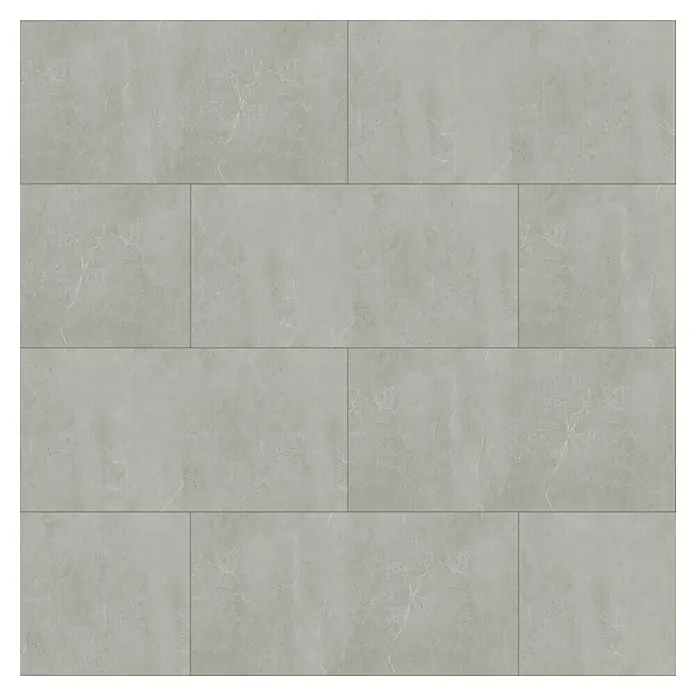 Vinylboden Rigid Fliese XL - Metro, Fliese, 1.220 x 610 x 7,5 mm - Helles, stilvolles Bodenfliesenmuster in Grau mit subtiler Marmorierung für ein modernes und elegantes Ambiente.