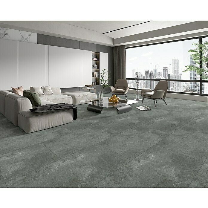 Vinylboden Rigid Fliese XL Grey Concrete (1.220 x 610 x 7,5 mm, Fliese) | BAUHAUS