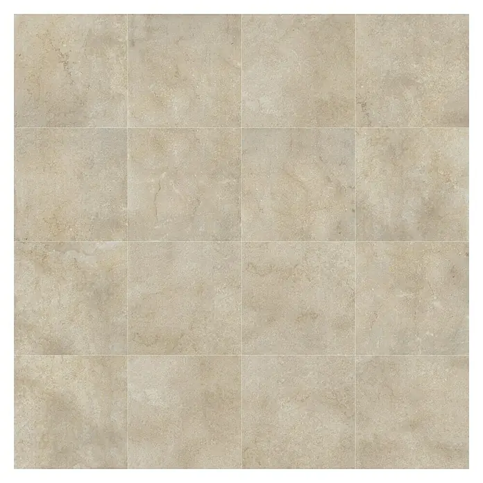 Marazzi Feinsteinzeugfliese Jerusalem - 75 x 75 cm, Noce, Matt - Ein nahtloses Muster aus beigen Steinzeugfliesen mit einer dezenten Textur und neutralen Farbtönen, die eine warme und elegante Atmosphäre schaffen.