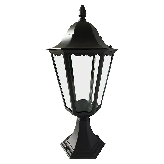 Panaled Vagg Sobremuro exterior - 60 W, Color del marco: Negro, 22,4 x 22,4 x 47 cm, Sin bombillas - Elegante lámpara negra de exterior con paneles claros y acabado decorativo, ideal para jardines y patios.
