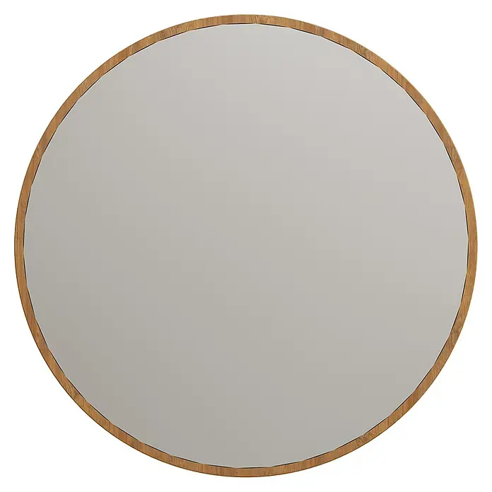 Arte confort Ventilador de techo Palma - Madera/Negro, 107 cm, 25 W, Blanco cálido - Espejo de pared redondo con marco de madera clara. Espejo decorativo para un diseño de pared elegante para cualquier espacio habitable.