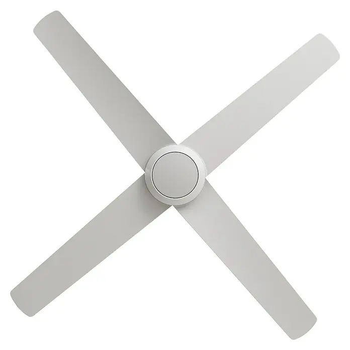 Arte confort Ventilador de techo Tirana - Blanco, 122 cm, 35 W, Blanco cálido - Un ventilador de techo blanco minimalista con cuatro aspas y una cubierta redonda en el centro. Su diseño sencillo añade un aspecto moderno.