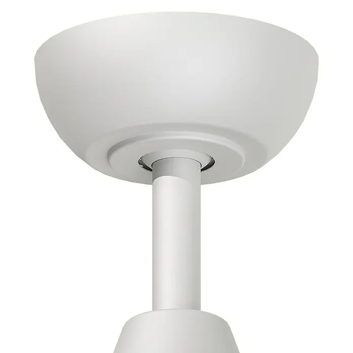 Arte confort Ventilador de techo Tirana - Blanco, 122 cm, 35 W, Blanco cálido - Primer plano de un ventilador de techo blanco, destacando el montaje elegante y el diseño minimalista.