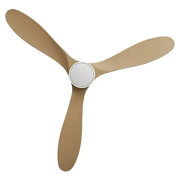 Arte confort Ventilador de techo Kenia - Roble blanco, 132 cm, 34 W, Blanco cálido - Ventilador de techo con tres aspas de madera y centro blanco. Elemento de diseño moderno y elegante para cualquier habitación.