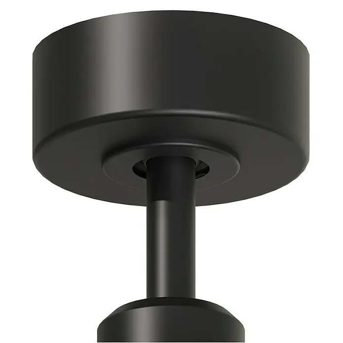 Arte confort Ventilador de techo Bangok - Negro, 132 cm, 35 W, Blanco cálido - Primer plano de un soporte de techo negro mate, que muestra un diseño minimalista y moderno para lámparas de techo.