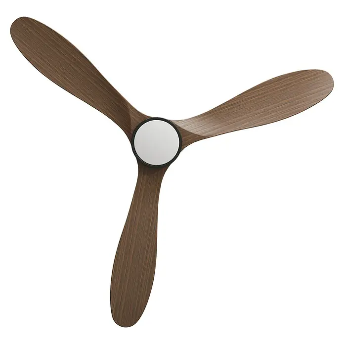 Arte confort Ventilador de techo Kenia - Roble negro, 132 cm, 34 W, Blanco cálido - Ventilador de techo con tres aspas de madera y una cubierta blanca. Su diseño elegante añade refrigeración elegante a cualquier habitación.